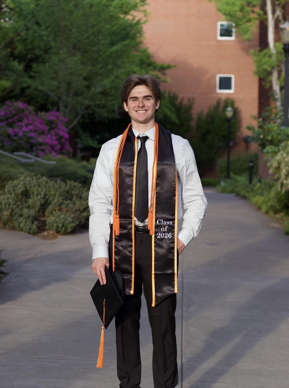 Camden Galen in graduation attire at Oregon State University
